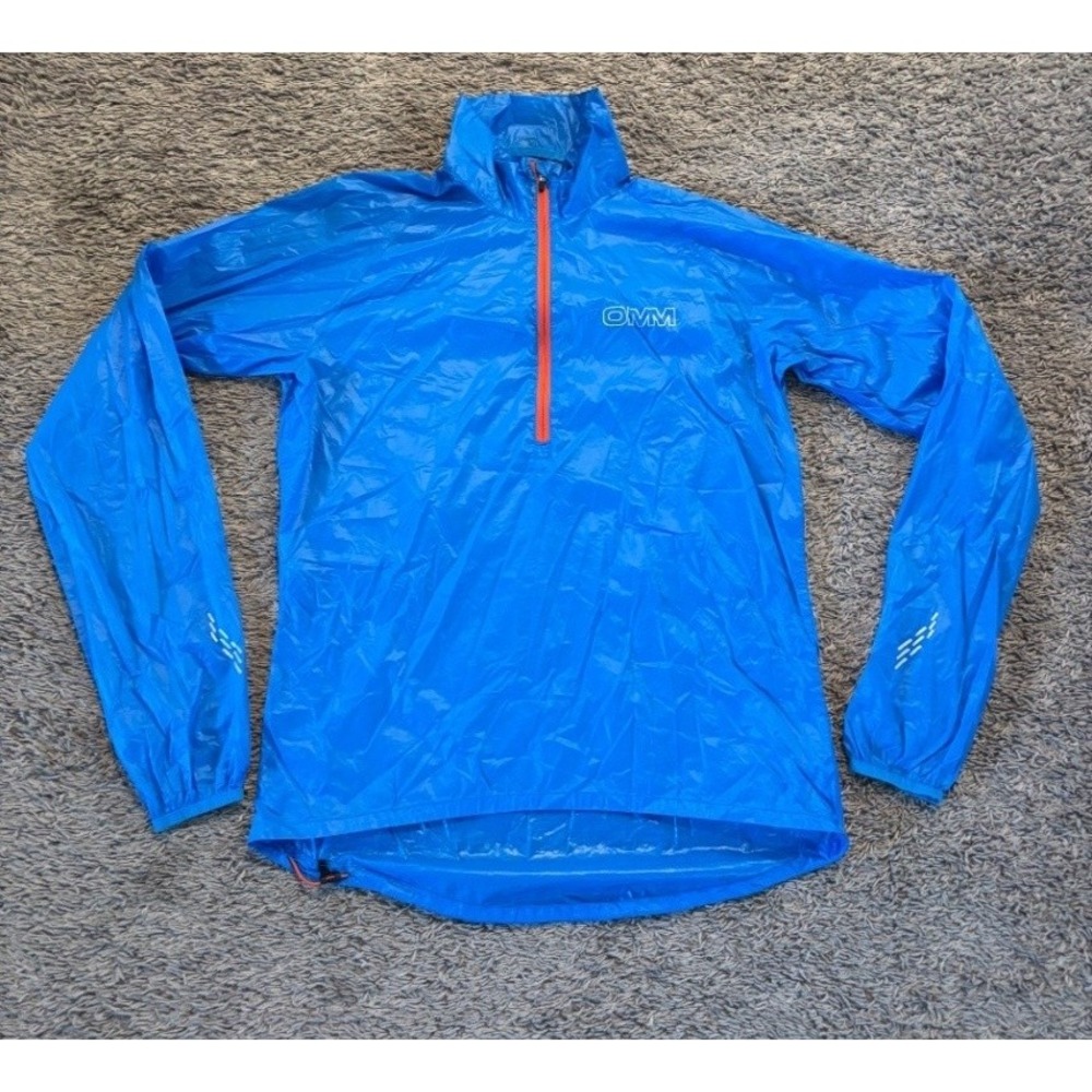 OMM Sonic Smock Men's Blue Running Windbreaker 1/4 Zip Nylon Size S